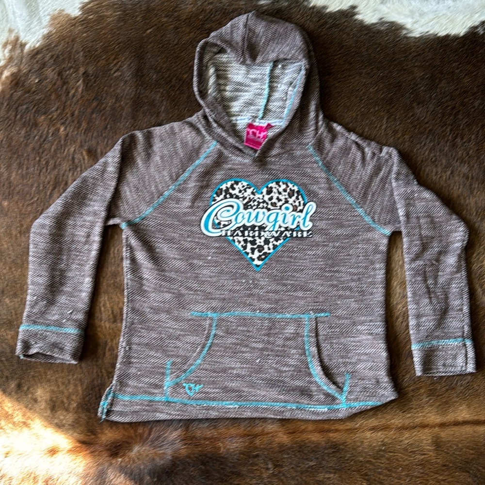 Cowgirl hardware thinner hoodie! Never worn. Brown with teal